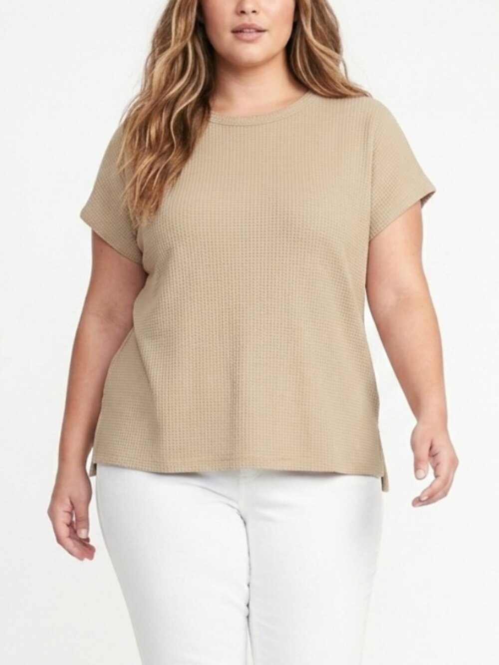 2/$29 Andree By Unit waffle knit top size 2X mocha cream